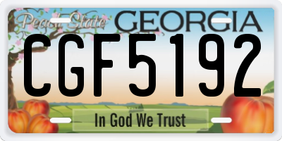 GA license plate CGF5192