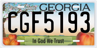 GA license plate CGF5193