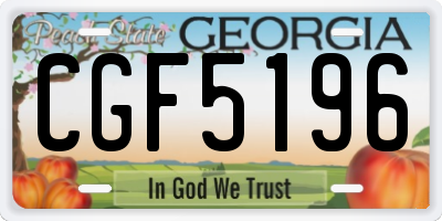 GA license plate CGF5196