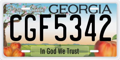 GA license plate CGF5342