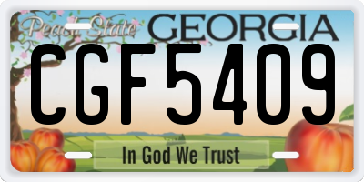 GA license plate CGF5409