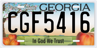 GA license plate CGF5416