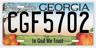 GA license plate CGF5702