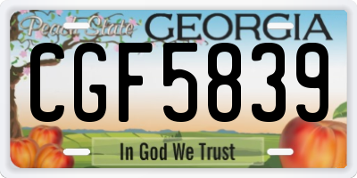 GA license plate CGF5839