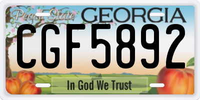 GA license plate CGF5892