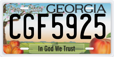 GA license plate CGF5925