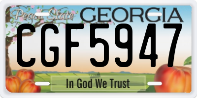 GA license plate CGF5947