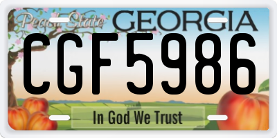 GA license plate CGF5986