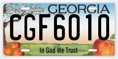 GA license plate CGF6010