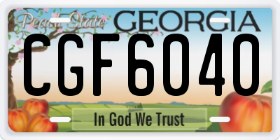 GA license plate CGF6040