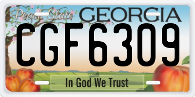 GA license plate CGF6309