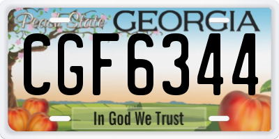 GA license plate CGF6344