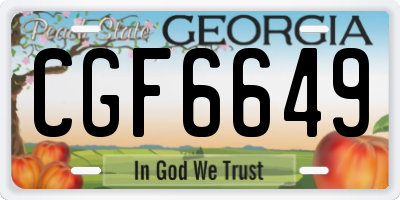 GA license plate CGF6649