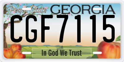 GA license plate CGF7115