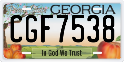 GA license plate CGF7538