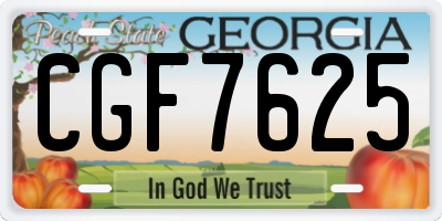 GA license plate CGF7625