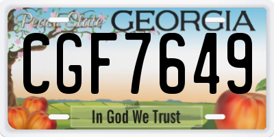 GA license plate CGF7649