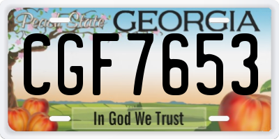 GA license plate CGF7653