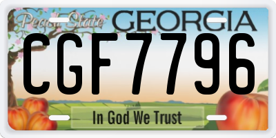 GA license plate CGF7796