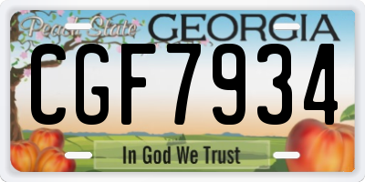 GA license plate CGF7934