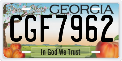 GA license plate CGF7962