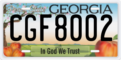 GA license plate CGF8002