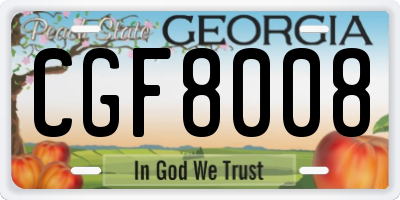GA license plate CGF8008