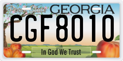 GA license plate CGF8010