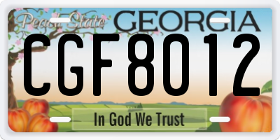GA license plate CGF8012