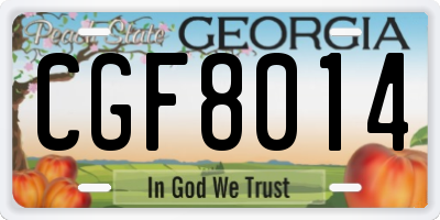 GA license plate CGF8014