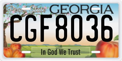 GA license plate CGF8036