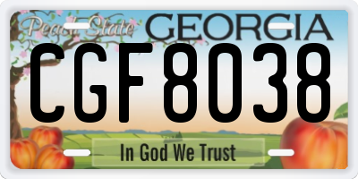 GA license plate CGF8038