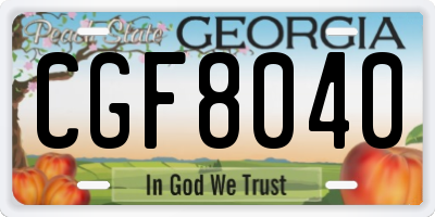 GA license plate CGF8040