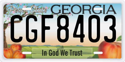 GA license plate CGF8403