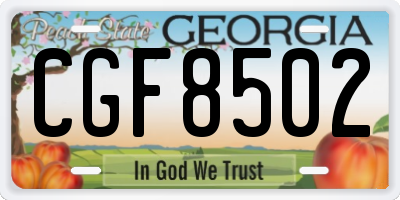 GA license plate CGF8502