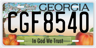 GA license plate CGF8540