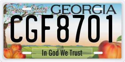 GA license plate CGF8701