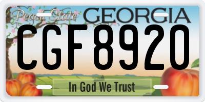 GA license plate CGF8920
