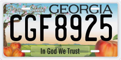 GA license plate CGF8925