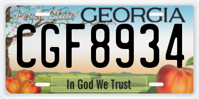 GA license plate CGF8934