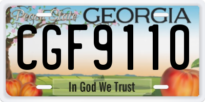 GA license plate CGF9110
