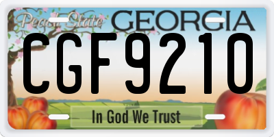 GA license plate CGF9210