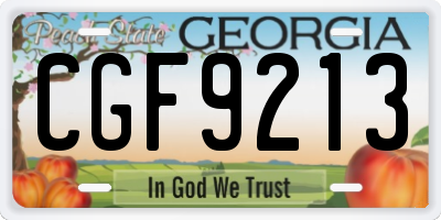 GA license plate CGF9213