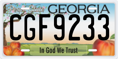 GA license plate CGF9233