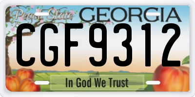 GA license plate CGF9312