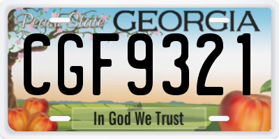 GA license plate CGF9321