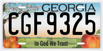GA license plate CGF9325