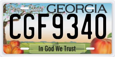 GA license plate CGF9340