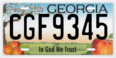 GA license plate CGF9345