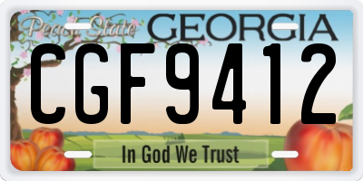 GA license plate CGF9412